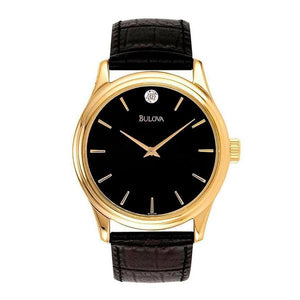 Bulova Corporate piel Diamante Dorado