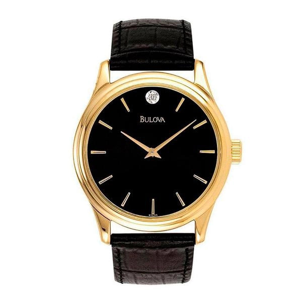 Bulova Corporate piel Diamante Dorado