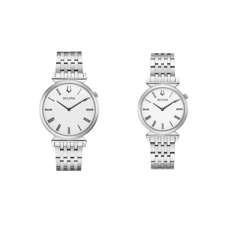 Pareja de relojes Bulova Regatta Plata Dama y Caballero. NUEVOS.