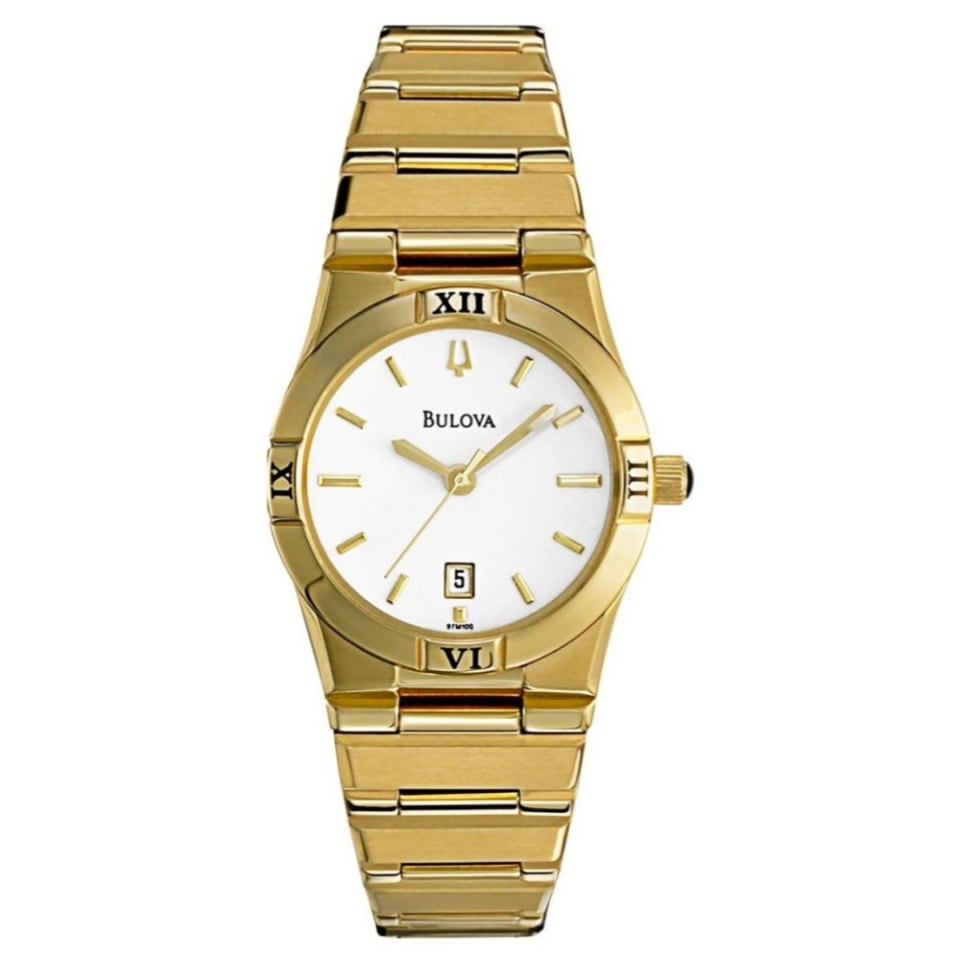 Pareja de relojes Bulova Gold Tone Dama y Caballero 97B101. NUEVOS.