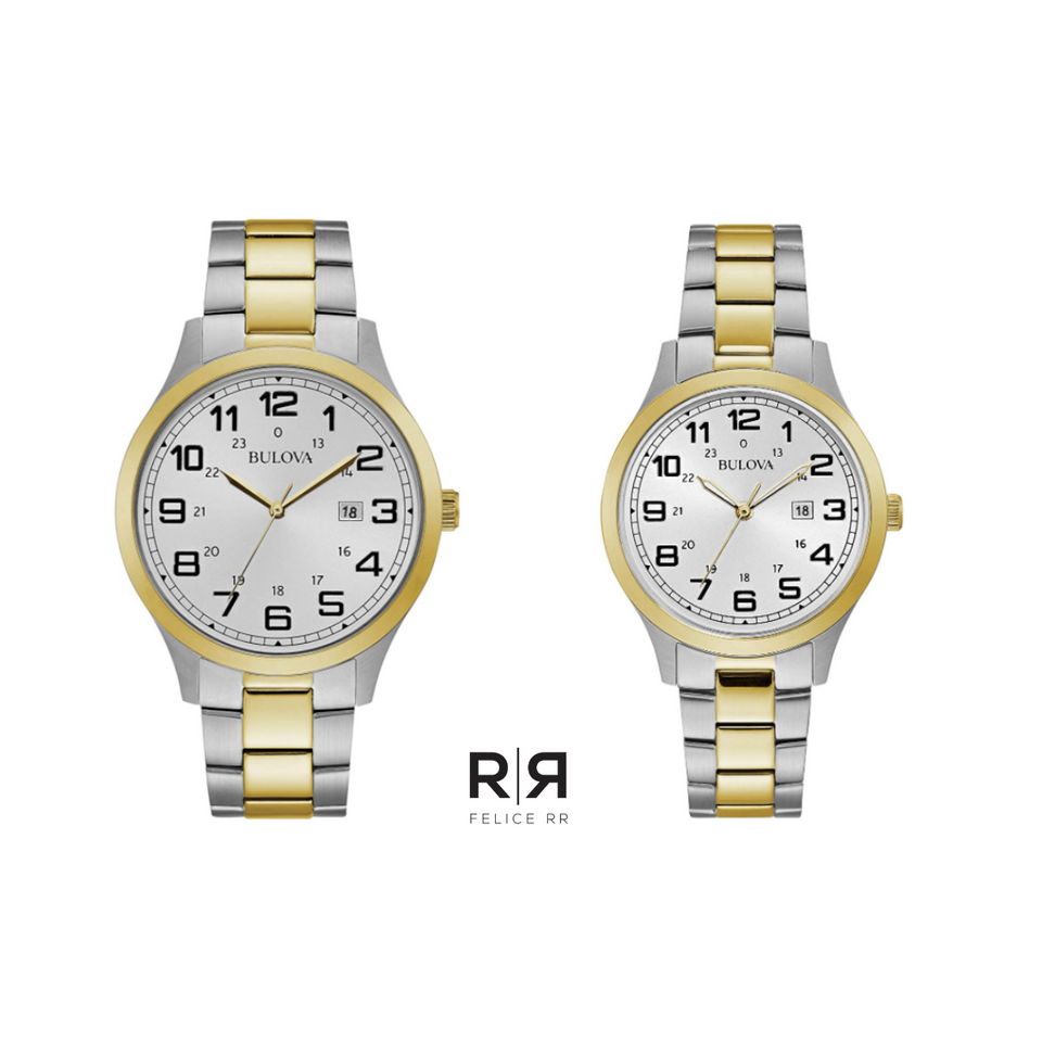 Pareja de relojes Bulova Corporate Clasicos Bitono Dama y Caballero. NUEVOS.