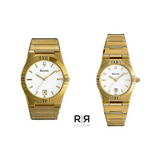 Pareja de relojes Bulova Gold Tone Dama y Caballero 97B101. NUEVOS.